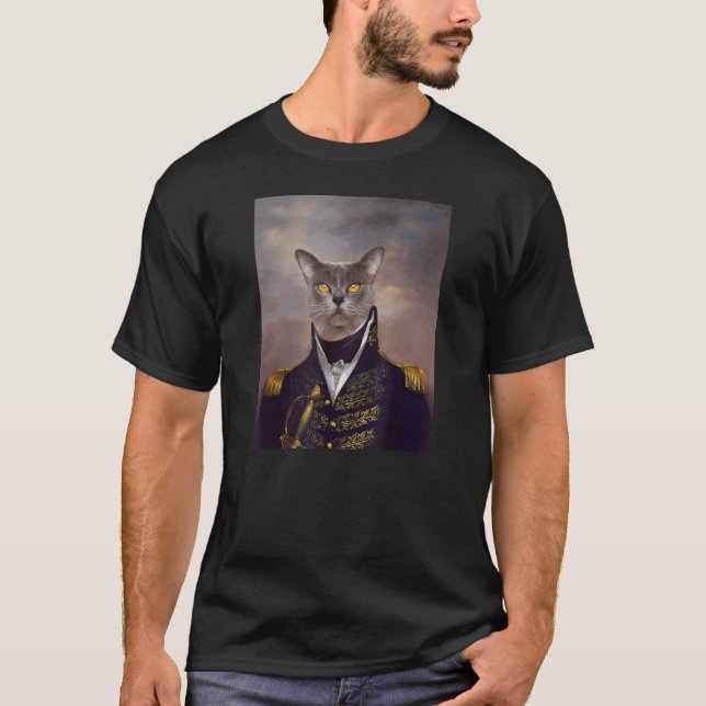 Camiseta Gato-birmanês Retrato Pet Retrato Dor Medieval (Frente)