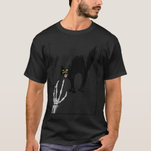 Camiseta Gato Black Lover Skeleton Mão, Gatinho Bonito Engr