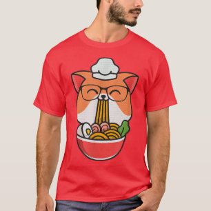 Camiseta gato boba come ramen anime kawaii neko, gato comen