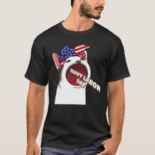 Camiseta Gato Boca Larga Meme Feliz Dia do Trabalho Coque D