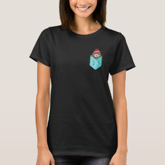 Camiseta Gato Bolso Santa Chapéu Natal Pijama Fofo Gatinho 