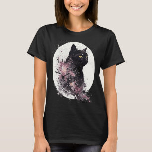 Camiseta Gato Bombaim Flor de Cerejeira Japonesa Aquarela