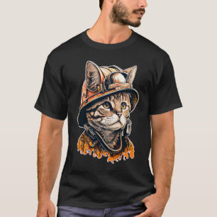 Camiseta Gato Bombeiro Brigada de Gatos Departamento de Bom