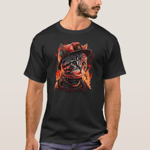 Camiseta Gato Bombeiro Kitten Capacete de Bombeiro