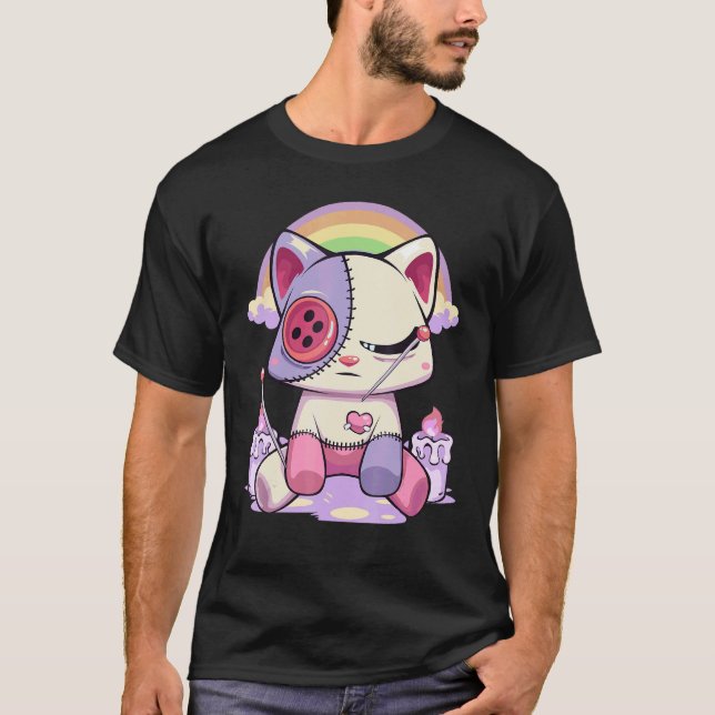 Camiseta Gato Boneca Voodoo Assustador Triste Menhera Paste (Frente)