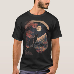 Camiseta Gato bonitinho do Aestético Sakura Cherry Blossoms