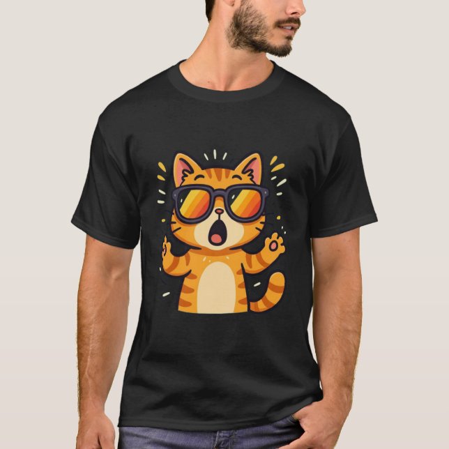 Camiseta Gato Bonito Adorna Teto Engraçado (Frente)