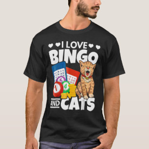Camiseta Gato Bonito Adoro Bingo E Gatos Jogando Bingo