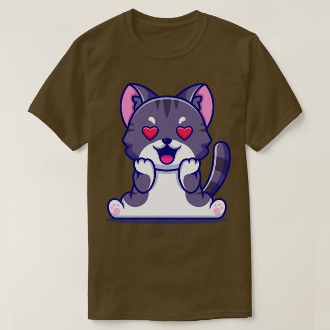 Camiseta Gato Bonito Apaixonando Cartografia (Frente do Design)