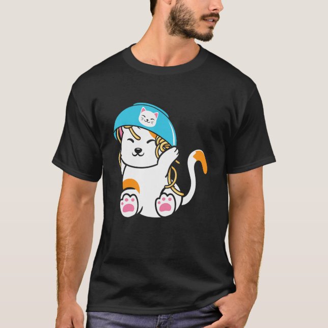Camiseta Gato Bonito com Bolsa de Noodle sobre Gatos de Com (Frente)