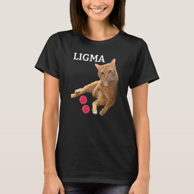 Camiseta Gato bonito com brinquedos Ligma piada (Frente)