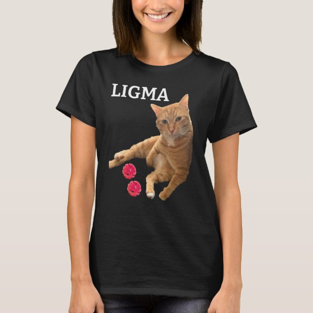 Camiseta Gato bonito com brinquedos Ligma piada (Frente)