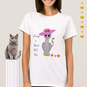 Camiseta Gato bonito com chapéu