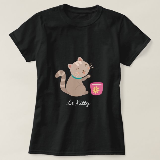 Camiseta Gato bonito com desenho animado (Frente do Design)