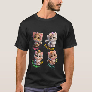 Camiseta Gato Bonito com Emoção Positiva Amor Alegria Liber