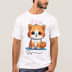 Camiseta Gato bonito com grande amor