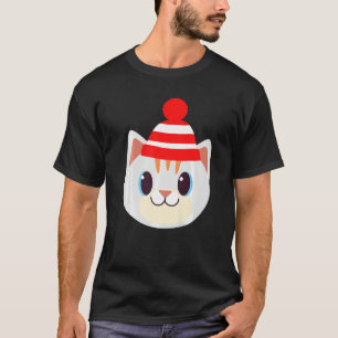 Camiseta Gato Bonito Com Lã De Beanie Beany Aquecida Invern
