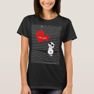 Camiseta Gato Bonito com Óculos de Coração e Sol - Eu Amo V