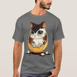Camiseta Gato Bonito com olhos grandes no ovo
