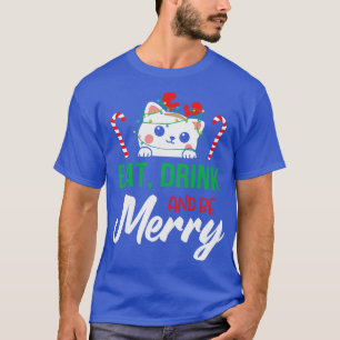 Camiseta Gato Bonito Come Bebida e Seja Feliz Presente De N
