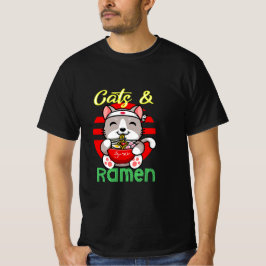 Camiseta Gato bonito comendo Ramen