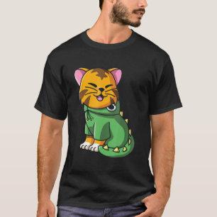 Camiseta Gato Bonito De Dinossauro, Figurino Meninas Menina