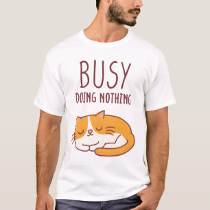 Camiseta Gato Bonito Descansado Ocupado Fazendo Nada