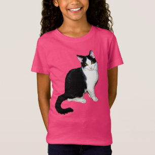 Camiseta Gato bonito do gatinho, preto e branco