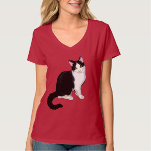 Camiseta Gato bonito do gatinho, preto e branco