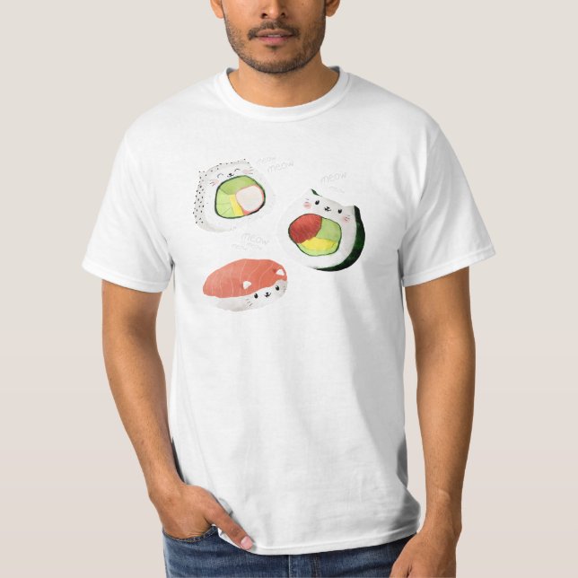Camiseta Gato bonito do sushi (Frente)
