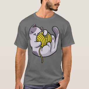 Camiseta Gato Bonito Dormindo E Cartografia De Bola De Fios
