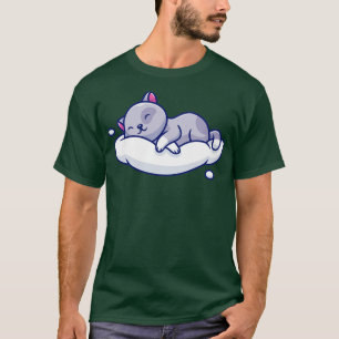 Camiseta Gato Bonito Dormindo Na Nuvem