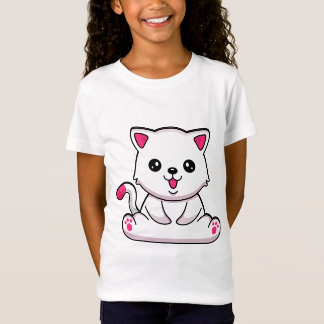 Camiseta gato bonito e bonito (Frente)
