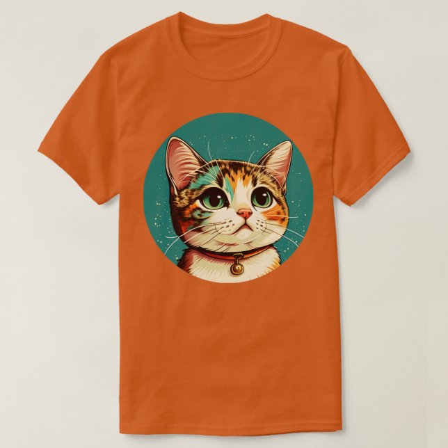 Camiseta gato bonito e colorido (Frente do Design)