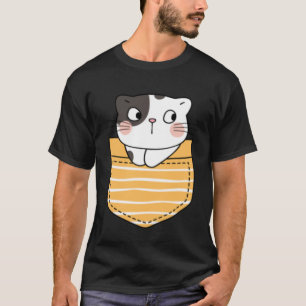 Camiseta Gato Bonito em Bolso Gato Presente Meninos Meninos