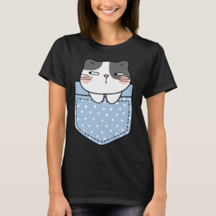 Camiseta Gato Bonito em Bolso Gato Presente Meninos Meninos