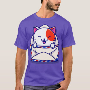 Camiseta Gato Bonito Em Cartoon De Envelope