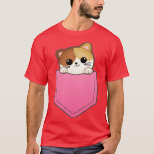 Camiseta Gato bonito em um bolso