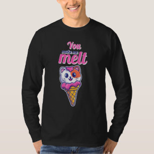 Camiseta Gato Bonito Em Um Cone Você Me Faz Mover Sorvete A