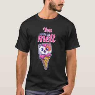 Camiseta Gato Bonito Em Um Cone Você Me Faz Mover Sorvete A
