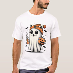 Camiseta Gato Bonito Fantasma Ghost Café Engraçado Ghost Ha