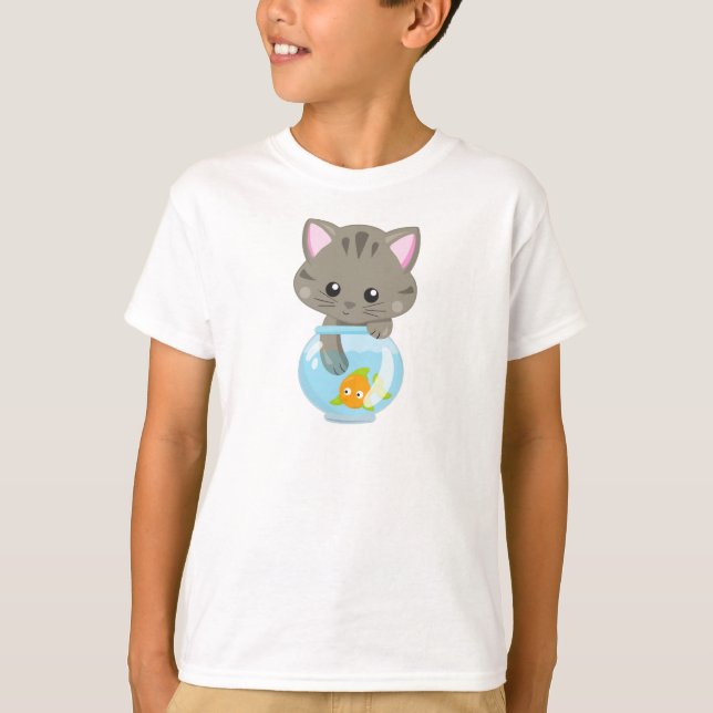 Camiseta Gato Bonito, Gato Pequeno, Gatinho, Gatinho, Bolic (Frente)