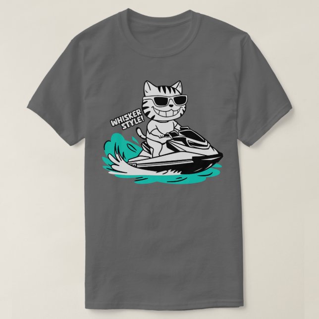 Camiseta Gato Bonito Jato Esquiando Engraçado Presente no V (Frente do Design)