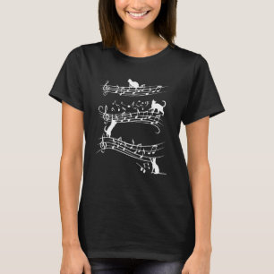 Camiseta Gato Bonito Jogando Em Notas Musicais Piano Mus