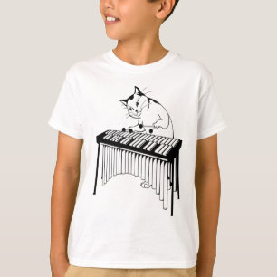 Camiseta Gato Bonito Jogando Percussão Musical Xilofone