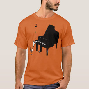 Camiseta Gato Bonito Jogando Piano Engraçado Arte Musical