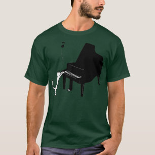 Camiseta Gato Bonito Jogando Piano Engraçado Músico Arte Pr