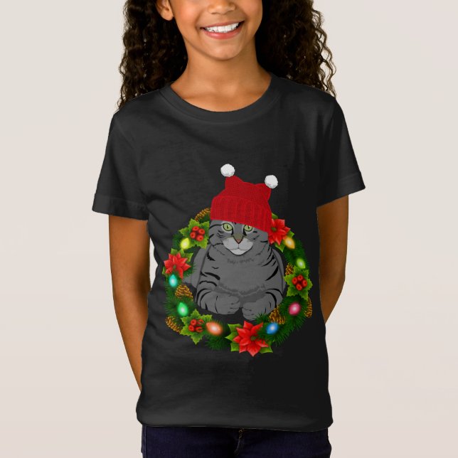 Camiseta Gato Bonito, Mãe, Pai Feriado Feriado, com Luzes E (Frente)