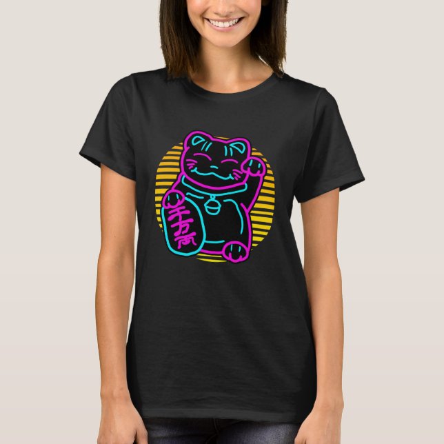 Camiseta Gato Bonito Maneki Neko Japonês Bem-vindo Kitten (Frente)