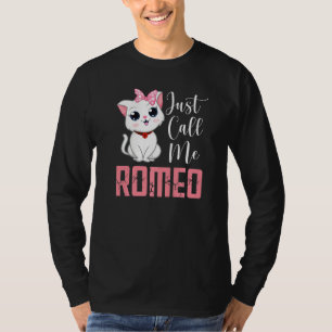 Camiseta Gato Bonito Me Chame De Romeu Feliz Dia dos Namora
